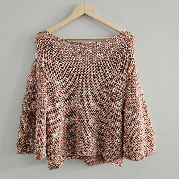 Anthropologie Moth Salina Open Knit Crochet Top Medium Beachy Bohemian - Picture 4 of 12